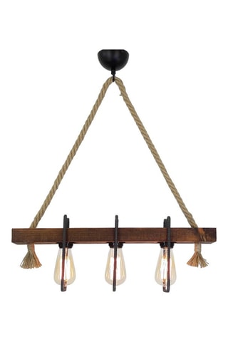 Candeeiro suspenso em pinho - Natural e bege - 3 x 40 W