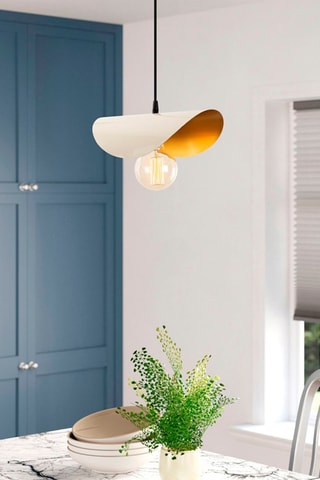 Candeeiro suspenso Sivani - Branco e dourado - 100 W