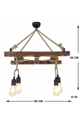 Candeeiro suspenso Borulu - Natural - 4 x 60 W