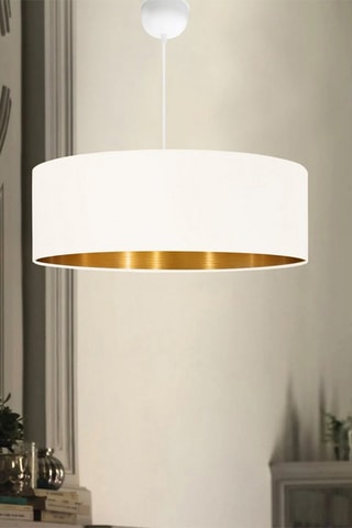 Candeeiro suspenso LED Ayd - Creme e dourado