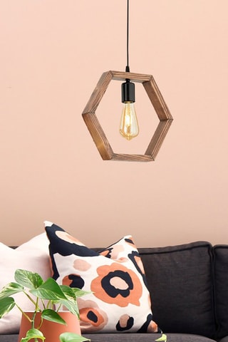 Candeeiro suspenso em madeira de cárpea Geometrik Ahsap Sarkit - Natural e preto