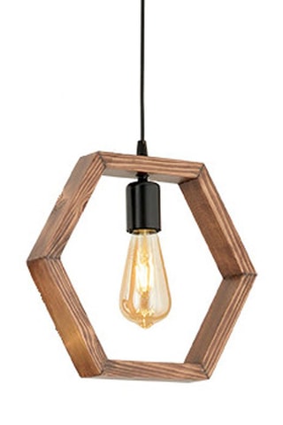 Candeeiro suspenso em madeira de cárpea Geometrik Ahsap Sarkit - Natural e preto