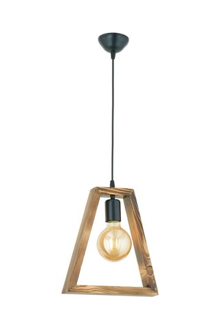 Candeeiro suspenso em madeira de cárpea Geometrik Ahsap Sarkit - Natural e preto