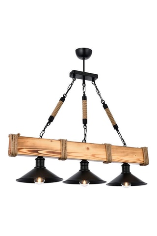 Candeeiro suspenso em madeira de carpa - Natural - 3 x 60 W