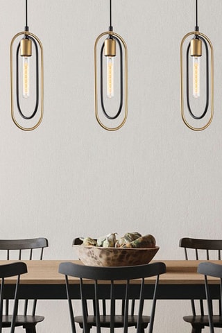 Candeeiro suspenso Cerco - Preto e dourado - 3 x 60 W