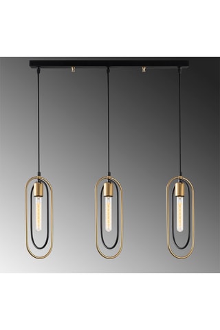 Candeeiro suspenso Cerco - Preto e dourado - 3 x 60 W