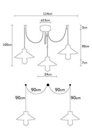 Candeeiro suspenso em forma de aranha Manavgat - Preto e acobreado - 3 x 100 W