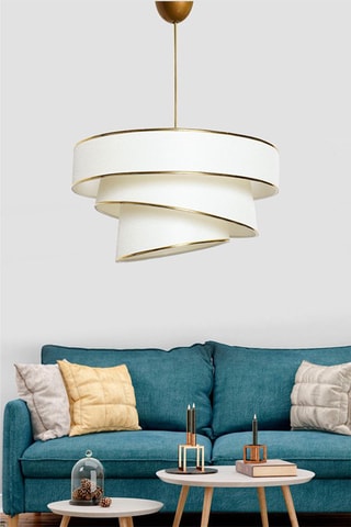 Candeeiro suspenso Couper - Branco e dourado - 60 W
