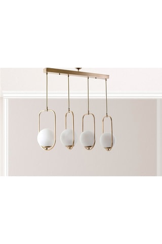 Hanglamp Ahu - Goudkleurig en Wit - 4 x 60 W