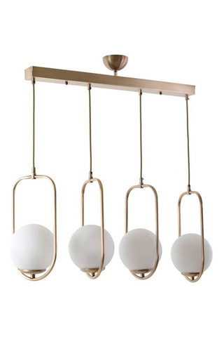 Hanglamp Ahu - Goudkleurig en Wit - 4 x 60 W