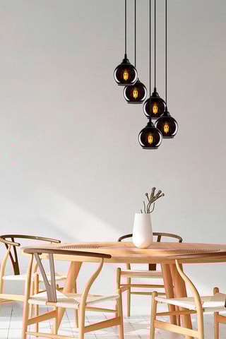 Candeeiro suspenso Smoked - Preto - 5 x 40 W