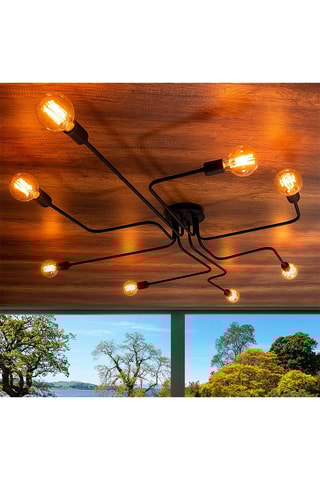 Plafondlamp Truva - Zwart - 8 x 100 W