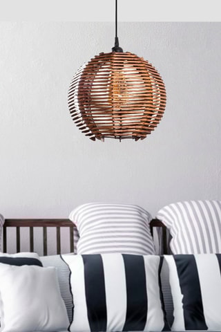 Candeeiro suspenso em madeira Sphere Bamboo - Natural e preto - 40 W