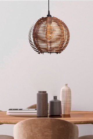 Candeeiro suspenso em madeira Sphere Bamboo - Natural e preto - 40 W
