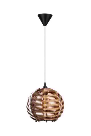 Candeeiro suspenso em madeira Sphere Bamboo - Natural e preto - 40 W