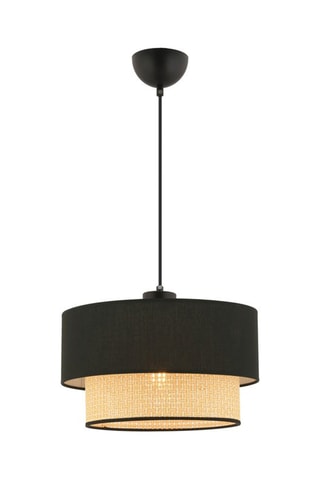 Candeeiro suspenso Echo Hazeran - Preto e imitação de vime - 60 W