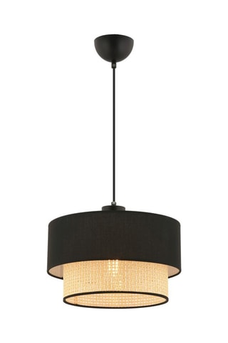 Candeeiro suspenso Echo Hazeran - Preto e imitação de vime - 60 W