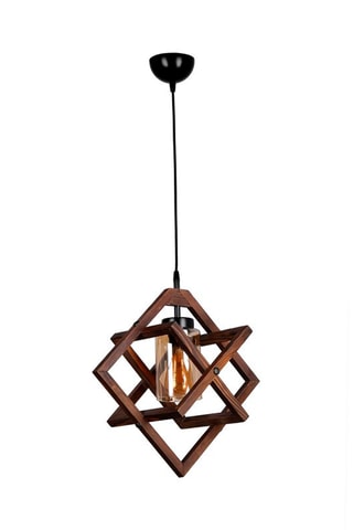 Candeeiro suspenso em madeira Berlin - Castanho e preto - 60 W