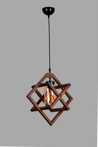 Candeeiro suspenso em madeira Berlin - Castanho e preto - 60 W
