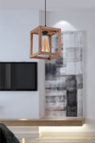 Candeeiro suspenso em madeira - Natural - 45 - 60 W