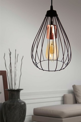 Candeeiro suspenso - Preto e dourado-rosa - 45 - 60 W