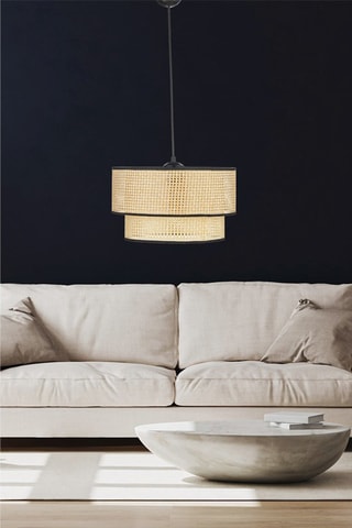 Candeeiro suspenso de rotim - Natural e preto - 40 W