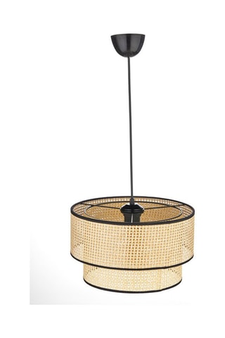 Candeeiro suspenso de rotim - Natural e preto - 40 W