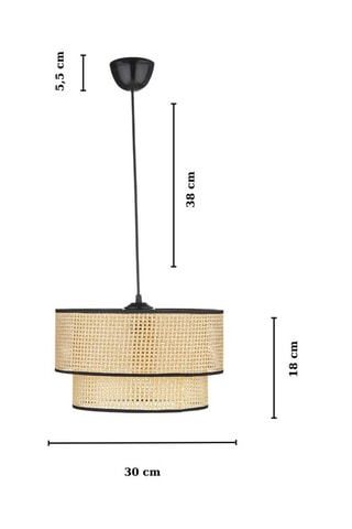 Candeeiro suspenso de rotim - Natural e preto - 40 W
