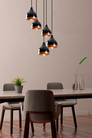 Candeeiro suspenso Yildo - Preto - 5 x 100 W