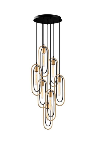 Candeeiro suspenso Cerco - Preto e dourado - 7 x 40 W