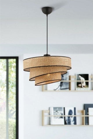 Candeeiro suspenso Couper Hazeran - Preto e bege - 45 - 60W