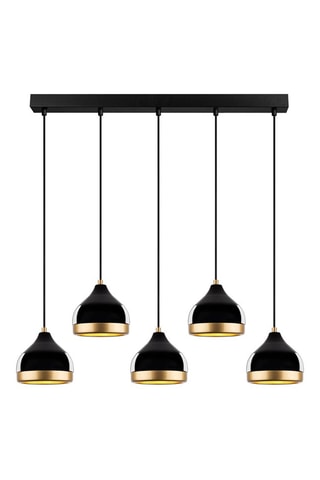 Candeeiro suspenso Yildo - Preto e dourado - 5 x 40 W