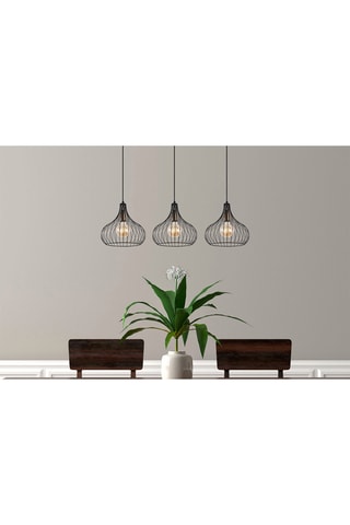 Candeeiro suspenso Teldamla - Preto e latão - 3 x 40 W