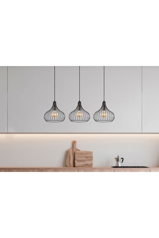 Candeeiro suspenso Teldamla - Preto e latão - 3 x 40 W