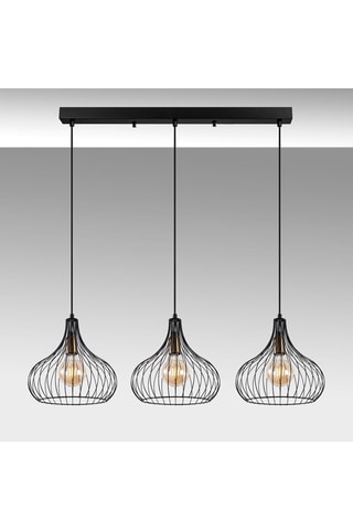 Candeeiro suspenso Teldamla - Preto e latão - 3 x 40 W
