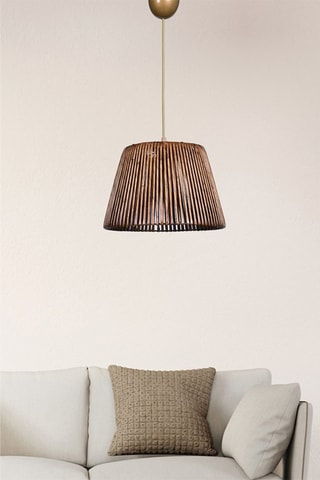 Candeeiro suspenso em madeira - Dourado e natural - 45-60 W