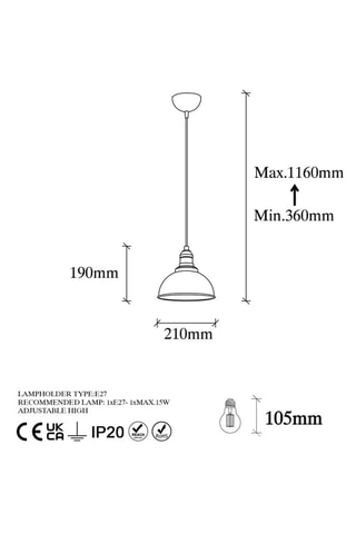 Candeeiro suspenso - Bronze - 15 W