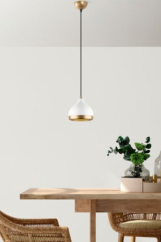 Candeeiro suspenso Yildo - Branco e dourado - 40 W