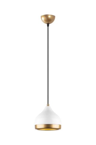 Candeeiro suspenso Yildo - Branco e dourado - 40 W