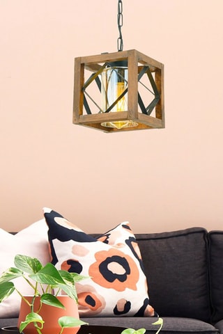 Candeeiro suspenso Zikzak - Natural e preto - 60 W