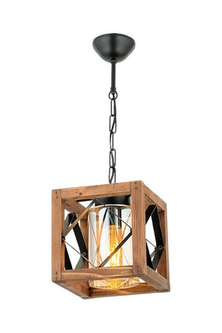 Candeeiro suspenso Zikzak - Natural e preto - 60 W