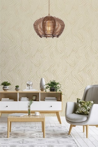 Candeeiro suspenso em bambu Barlas - Bronze - 45 - 60 W