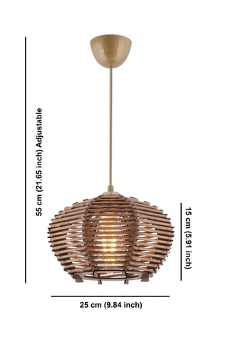 Candeeiro suspenso em bambu Barlas - Bronze - 45 - 60 W
