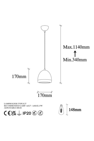 Candeeiro suspenso Mugo - Dourado - 15 W