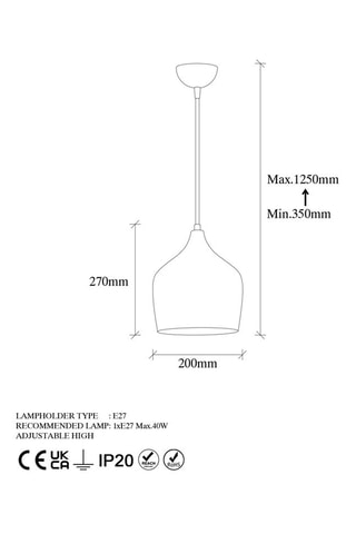 Candeeiro suspenso - Acobreado - 40 W