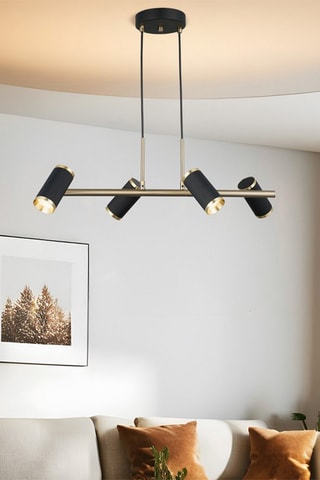 Candeeiro suspenso Lume - Preto e dourado - 4 x 7 W