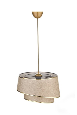 Candeeiro suspenso - Bege e dourado - 40 W