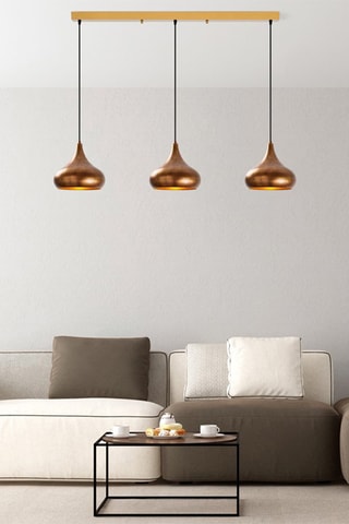 Hanglamp Muba - Zwart en Roségoudkleurig - 3 x 40 W