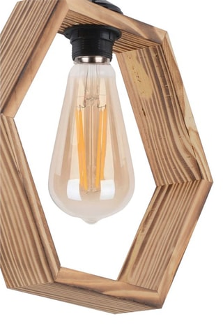 Candeeiro suspenso em madeira - Natural e preto - 45 - 60 W