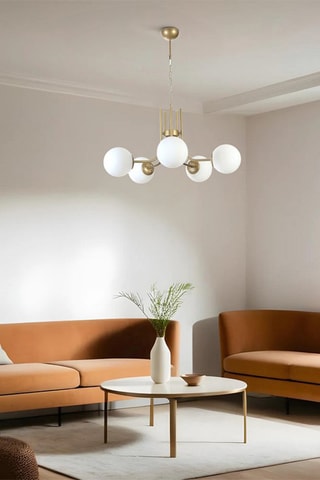 Candeeiro suspenso - Dourado e branco - 5 x 40 W